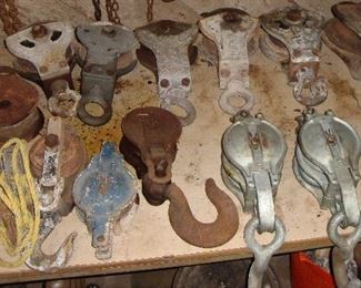 WE HAVE LOTS OF PULLEYS AT THIS SALE - IRON and WOOD