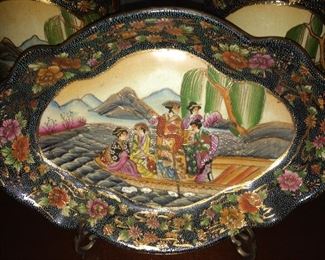 Satsuma China footed platter. Also have two matching urns.