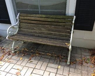 2 of these garden benches with cast iron frame