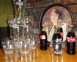Coke Cola Glasses, Coke Cola Tray 