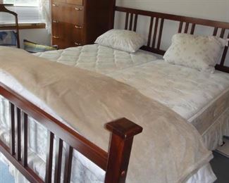 Mission Style King Bed Frame, Twin mattresses 