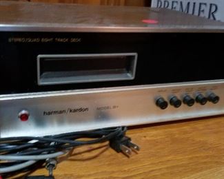Harmon/kardon, model 8 stereo/quad eight track deck.   Wallensak 3M company tape player,   4 channel receiver (Pioneer) model QX-7747, Turntable (United Audio)