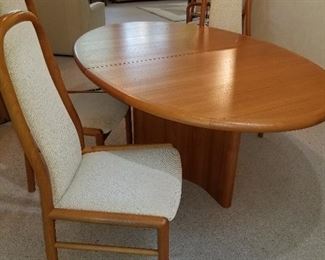 Teak Danish Modern, Dining Table w/ 6 chairs, Scandinavia Design, Boltlinge Furniture , pictured without leaf