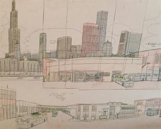 77th Vicennes CTA Bus Garage (Double Signature) Artwork by Wesley Willis 