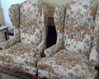 Pair of wing chair with floral upholstery