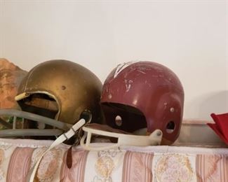 Old football helmets