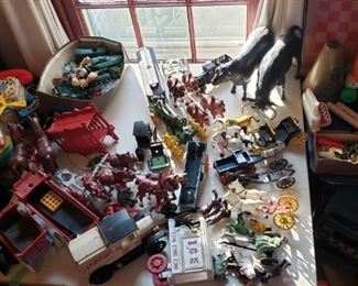 Lots of cast iron vintage toys