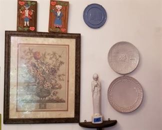 Frankoma plates and madonna