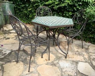 Hexagonal Outdoor Table and 3 Chairs