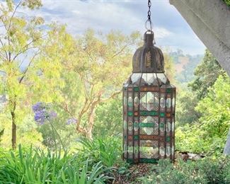 76" Tall Electric Lantern (Some Glass Needs Replacement)