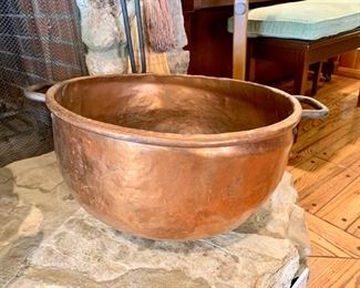 Antique English Copper Candy Kettle, 18" Diameter