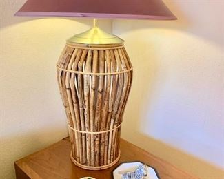 Rattan Lamp on Mid-Century End Table