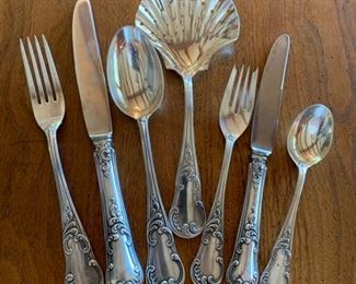 "Quirinale" by Buccellati, Voluptuous Renaissance Style, 12, 7-peice Place settings, Dinner and Luncheon sizes, Berry Spoon Serving Piece,  All Handmade Sterling Silver