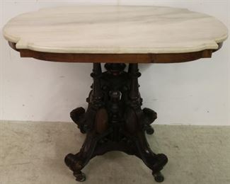 Victorian highly carved marble top parlor table