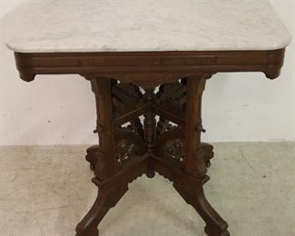 Victorian beveled edge marble top table