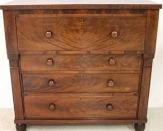 Empire mahogany burled 4 drawer chest