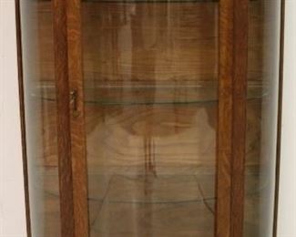 Antique oak petite bowed claw foot china cabinet 