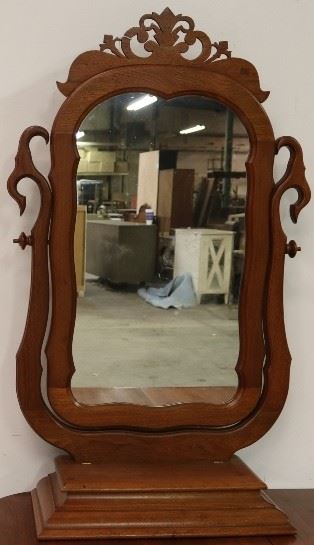 Victorian antlered dresser mirror w/ glovebox
