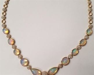 14K Opal & Diamond Necklace APP $18K