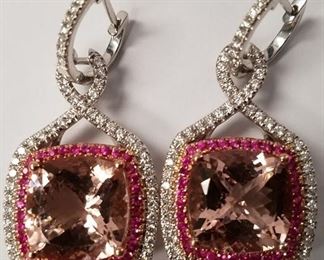 Morganite, Ruby & Diamond Earrings APP $21K