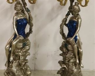 Silvered bronze pair candelabra
