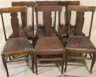 Vintage set of oak T back chairs