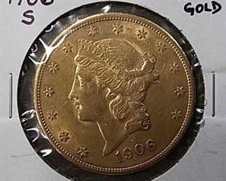 1906S $20 Gold piece