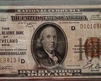 $100 National Currency Federal Reserve Note