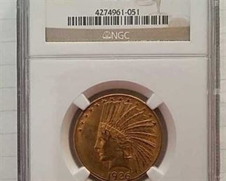 1926 MS62 $10 Gold Indian