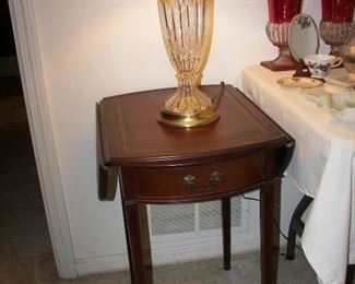 one of two, lamp and table