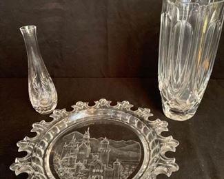 Crystal Plate and Vases