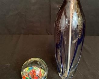 Glass Oil Lamp and Paperweight