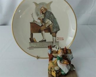 Norman Rockwell Figurine and Plate