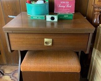 Singer Sewing Machine in Cabinet with Accessories