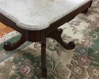 Antique walnut marble top coffee table. 