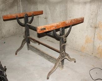 Very early iron and hardwood base to architects table.  Fantastic base for a dining table? 