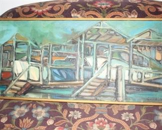 Signed original mid century waterfront painter.  St. Louis artist.  Fantastic colors.  