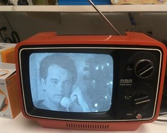1975 RCA Red/orange portable TV,  WORKS GREAT!!! This is the COOLEST!