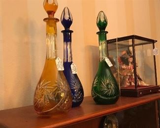 3 CUT TO CLEAR DECANTERS