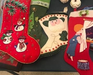 Hand made Christmas stockings by his mom!