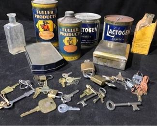 136 Keys, Locks, Tins, Bottles