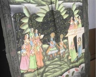 071 India Hand Painted Fabric Panel Kalamkari