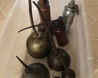 Collection of antique oil cans