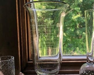Vintage beakers with measurement lines. 