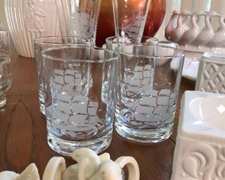 Nautical themed, and Turkish Pasabahce glasses (various sizes).