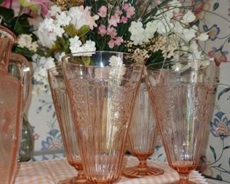 Gorgeous pink depression glass ice cream soda glasses