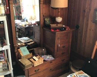 Antique oak dresser and mirror