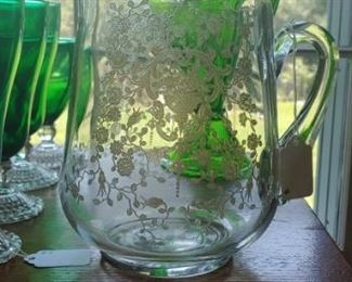 Vintage Glastonbury lotus flower pitcher 22 kt gold