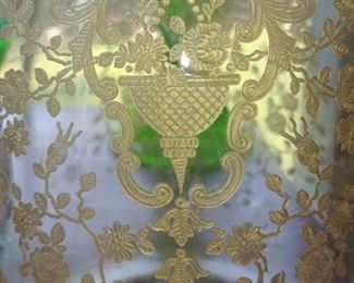 Vintage Glastonbury lotus flower pitcher 22 kt gold