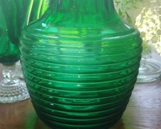 Rare Evergreen Manhattan juice or water carafe complete with glass top Anchor Hocking